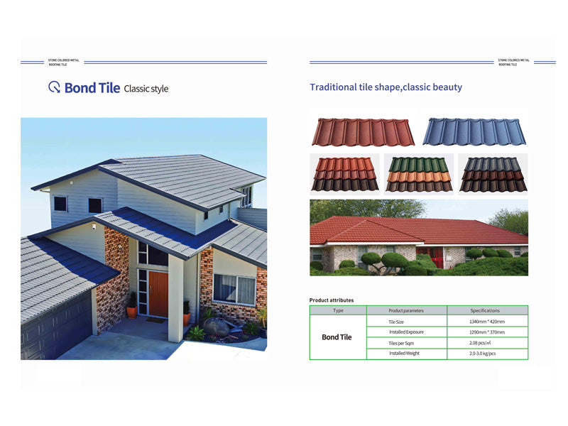 Stone coating roof tile bond tile